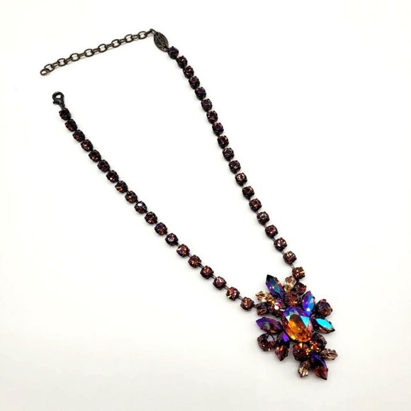 Gorgeous Isabelle De Millery Lyon France Crystal Rhinestone Statement Necklace - Picture 2 of 14